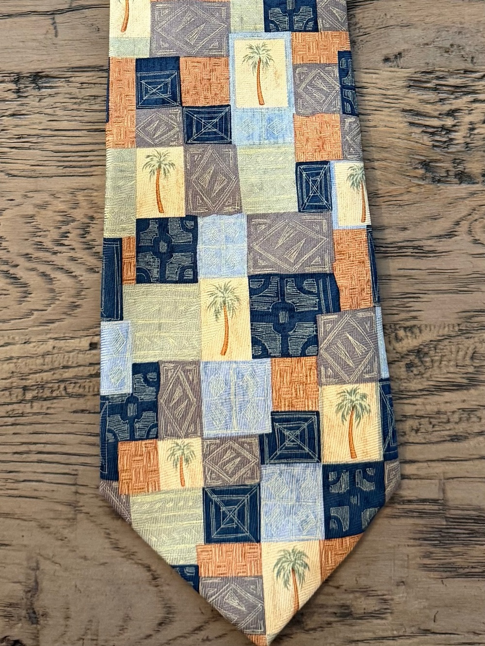 Tommy Bahama Patchwork Palm Tie in Blue, Orange and Cream